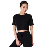 SPANX 02. WOMENS APPAREL - WOMENS SS SHIRTS - WOMENS SS CASUAL Women's AirEssentials Cropped Pocket Tee VERY BLACK