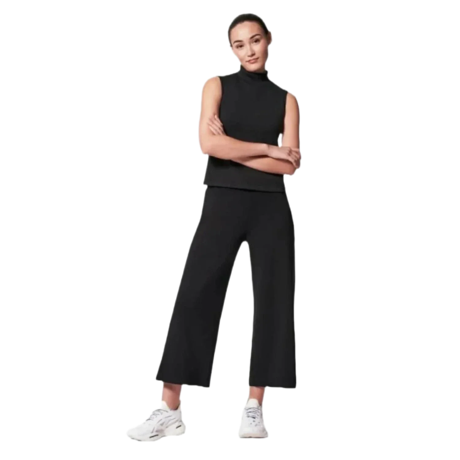 SPANX 02. WOMENS APPAREL - WOMENS PANTS - WOMENS PANTS LOUNGE Women's AirEssentials Cropped Wide Leg VRY BLCK