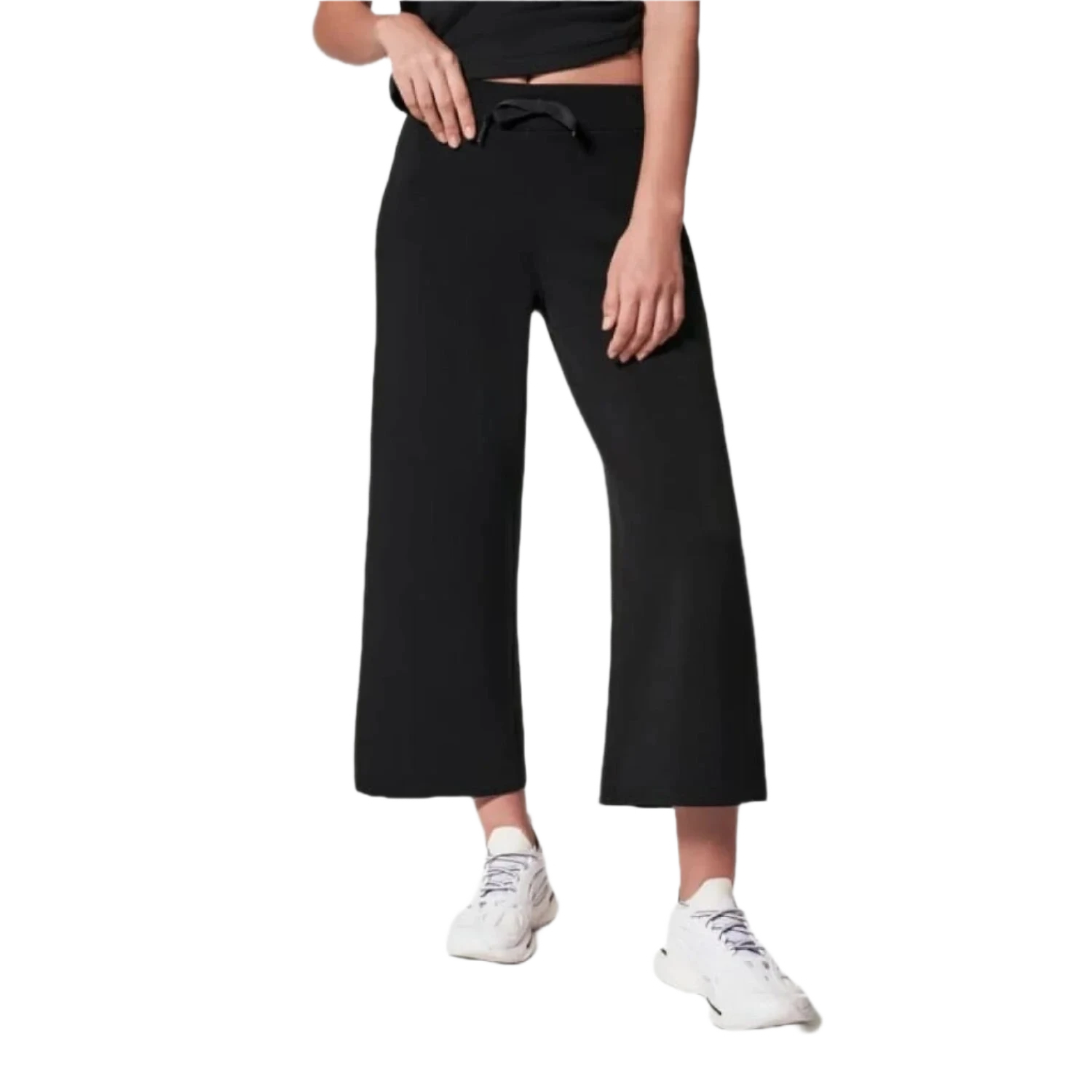 SPANX 02. WOMENS APPAREL - WOMENS PANTS - WOMENS PANTS LOUNGE Women's AirEssentials Cropped Wide Leg VRY BLCK