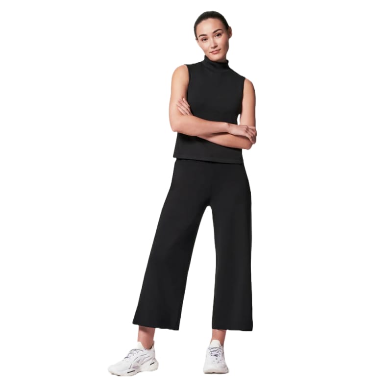 SPANX 02. WOMENS APPAREL - WOMENS PANTS - WOMENS PANTS LOUNGE Women's AirEssentials Cropped Wide Leg VRY BLCK