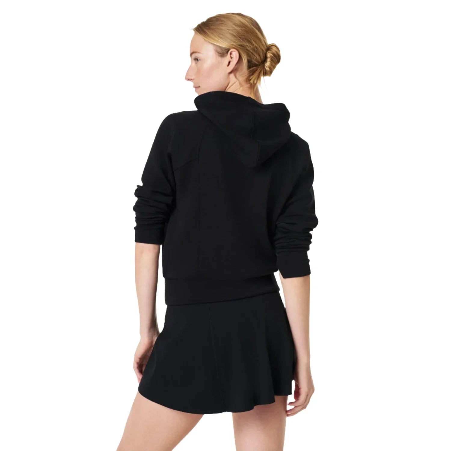 SPANX 02. WOMENS APPAREL - WOMENS HOODIES|SWEATERS - WOMENS PO HOODY Women's AirEssentials Full Zip Hoodie VERY BLACK