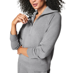 SPANX 02. WOMENS APPAREL - WOMENS HOODIES|SWEATERS - WOMENS PO Q ZIP Women's AirEssentials Half Zip MID GREY HEATHER