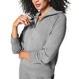 SPANX 02. WOMENS APPAREL - WOMENS HOODIES|SWEATERS - WOMENS PO Q ZIP Women's AirEssentials Half Zip MID GREY HEATHER