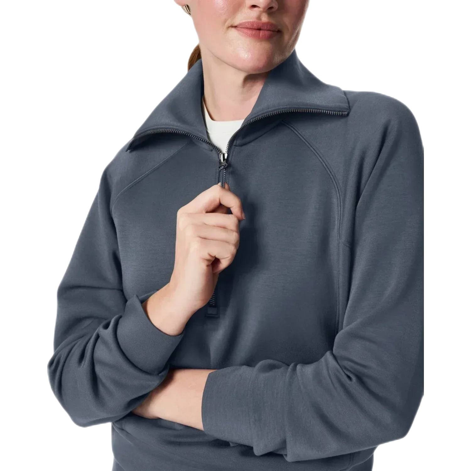 SPANX 02. WOMENS APPAREL - WOMENS HOODIES|SWEATERS - WOMENS PO Q ZIP Women's AirEssentials Half Zip DARK STORM