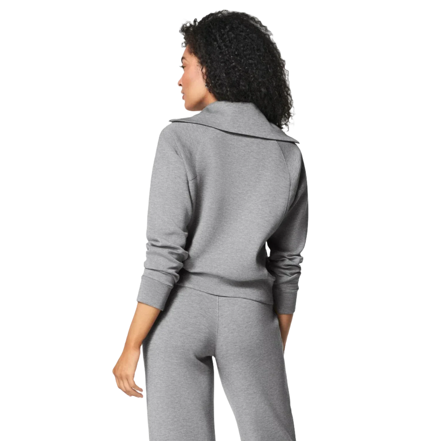 SPANX 02. WOMENS APPAREL - WOMENS HOODIES|SWEATERS - WOMENS PO Q ZIP Women's AirEssentials Half Zip MID GREY HEATHER