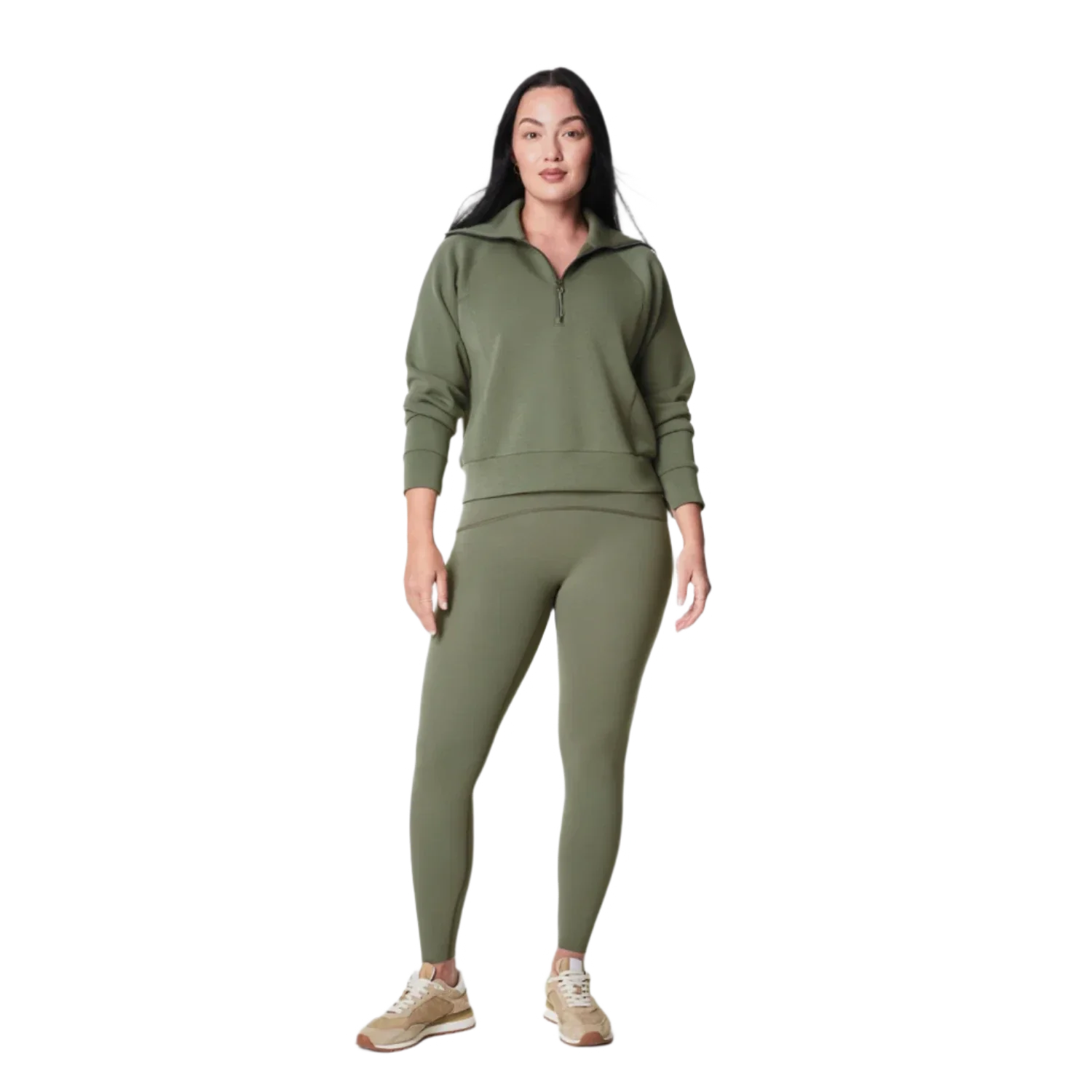 SPANX 02. WOMENS APPAREL - WOMENS HOODIES|SWEATERS - WOMENS PO Q ZIP Women's AirEssentials Half Zip CLOVER