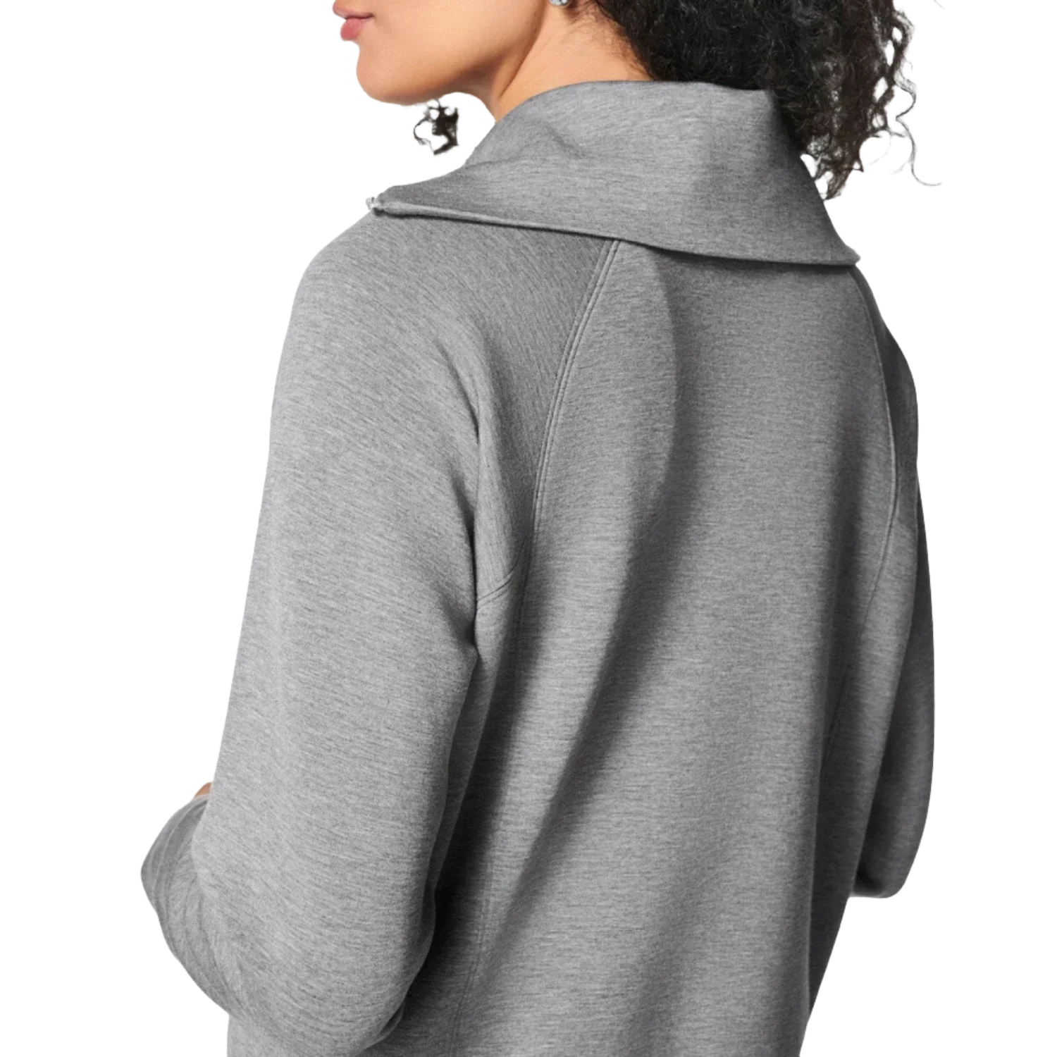 SPANX 02. WOMENS APPAREL - WOMENS HOODIES|SWEATERS - WOMENS PO Q ZIP Women's AirEssentials Half Zip MID GREY HEATHER