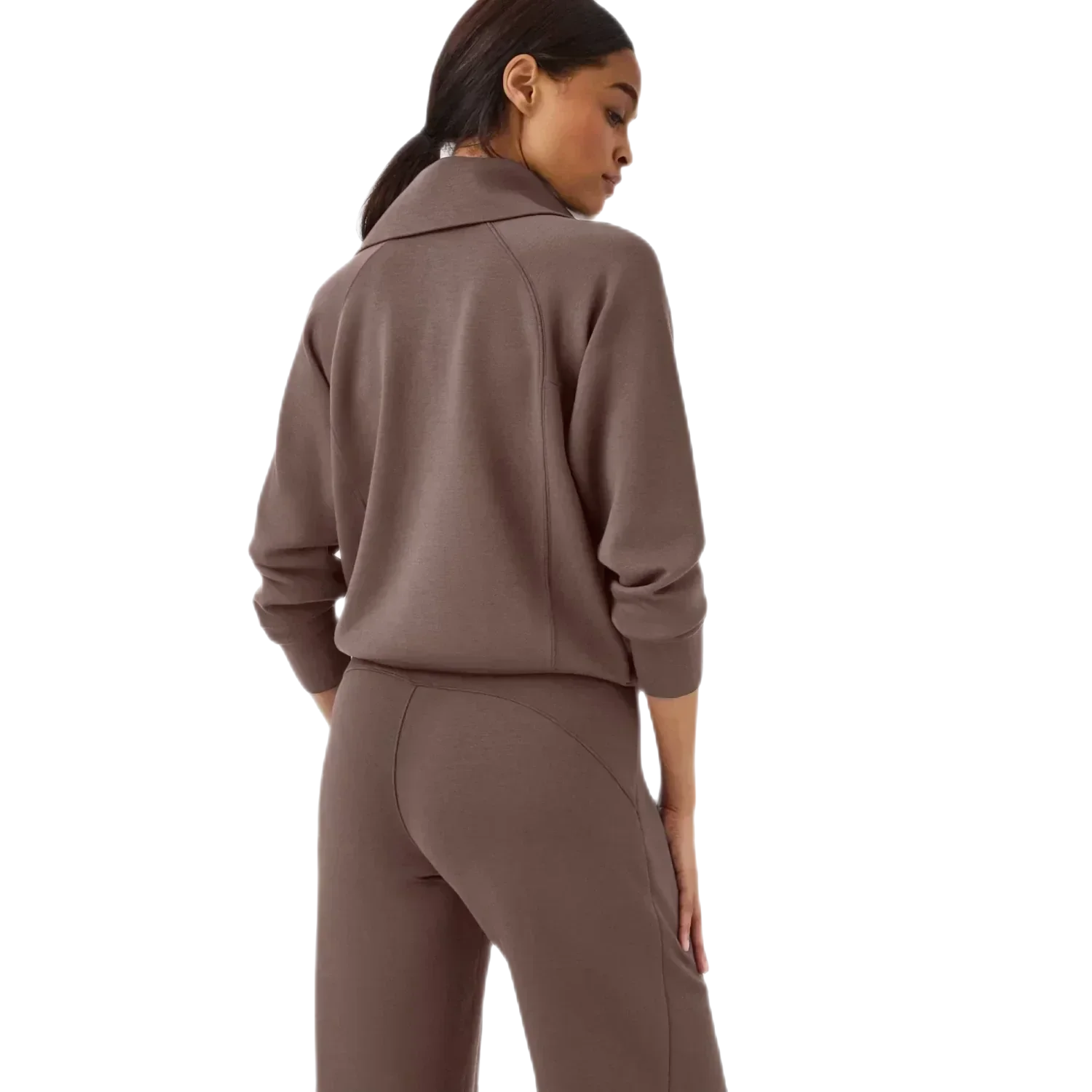 SPANX 02. WOMENS APPAREL - WOMENS HOODIES|SWEATERS - WOMENS PO Q ZIP Women's AirEssentials Half Zip SMOKE