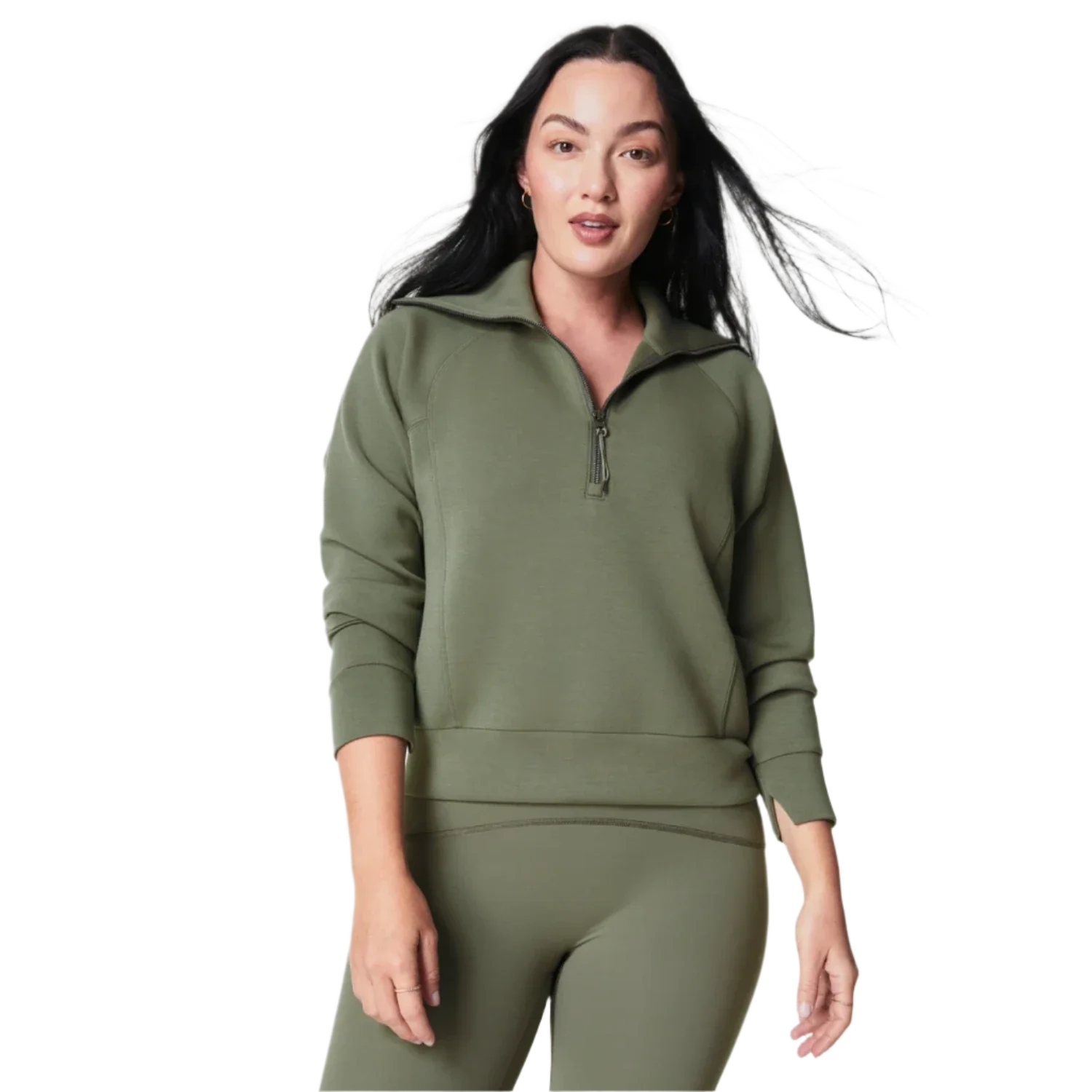 SPANX 02. WOMENS APPAREL - WOMENS HOODIES|SWEATERS - WOMENS PO Q ZIP Women's AirEssentials Half Zip CLOVER