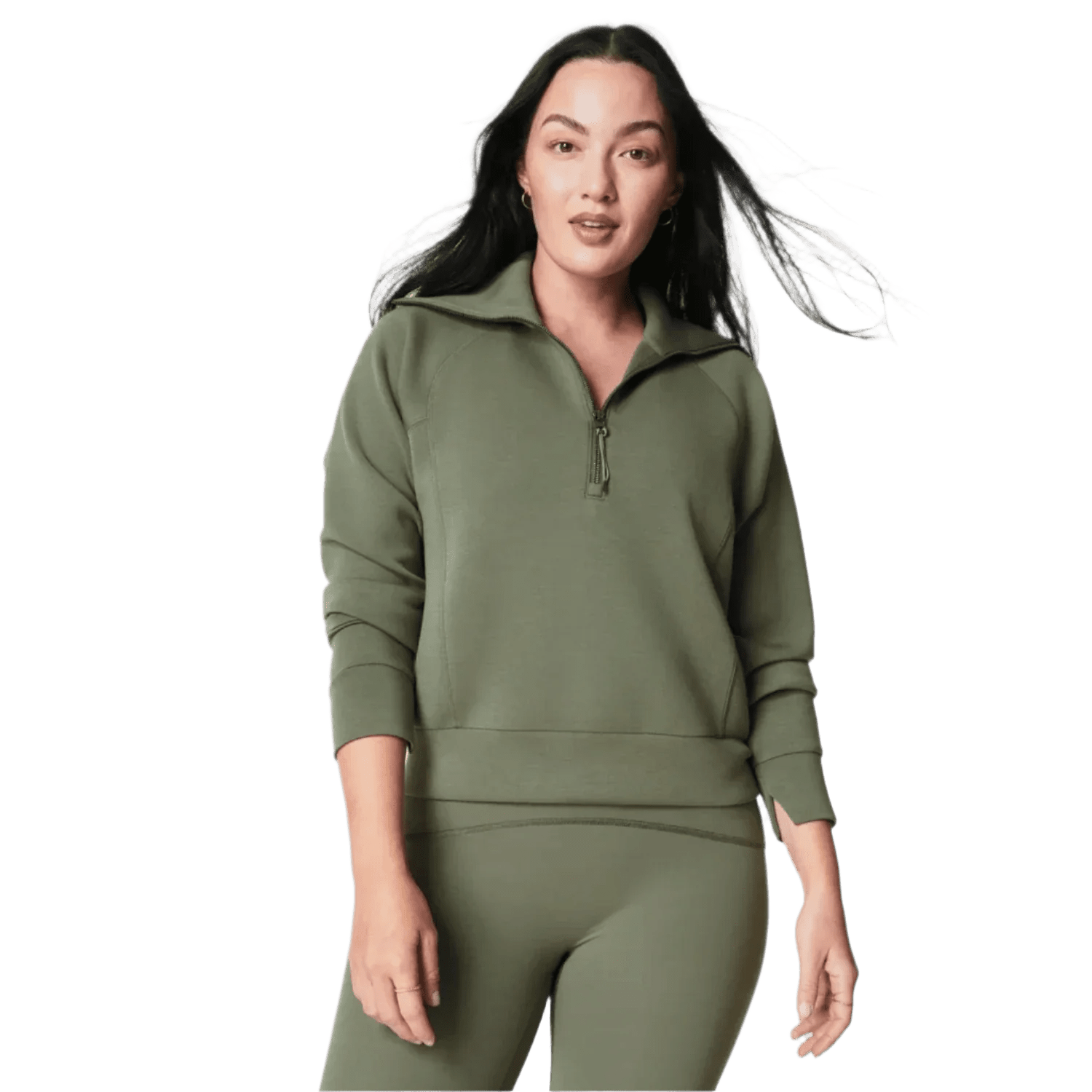 SPANX 02. WOMENS APPAREL - WOMENS HOODIES|SWEATERS - WOMENS PO Q ZIP Women's AirEssentials Half Zip CLOVER
