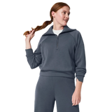 SPANX 02. WOMENS APPAREL - WOMENS HOODIES|SWEATERS - WOMENS PO Q ZIP Women's AirEssentials Half Zip DARK STORM