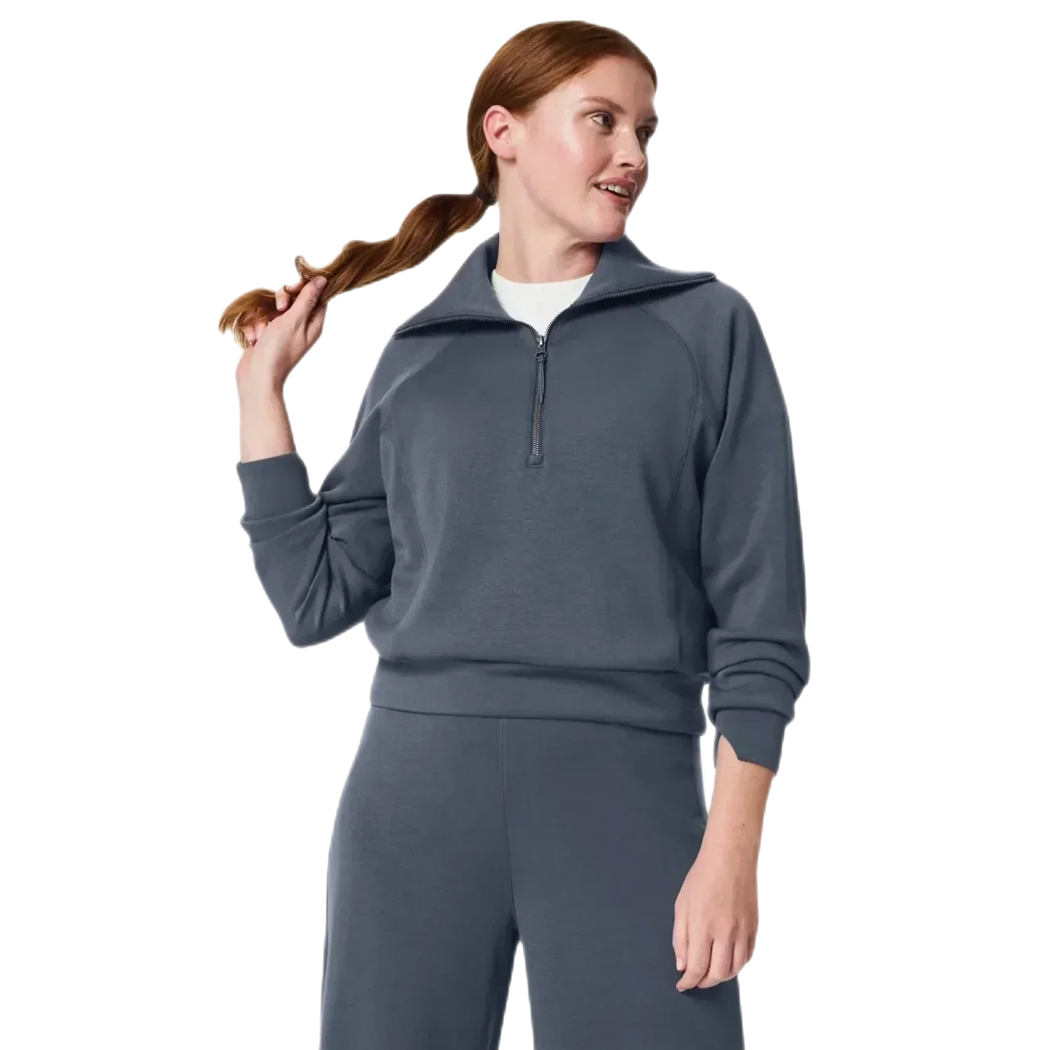 SPANX 02. WOMENS APPAREL - WOMENS HOODIES|SWEATERS - WOMENS PO Q ZIP Women's AirEssentials Half Zip DARK STORM