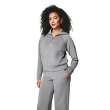 SPANX 02. WOMENS APPAREL - WOMENS HOODIES|SWEATERS - WOMENS PO Q ZIP Women's AirEssentials Half Zip MID GREY HEATHER