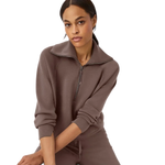 SPANX 02. WOMENS APPAREL - WOMENS HOODIES|SWEATERS - WOMENS PO Q ZIP Women's AirEssentials Half Zip SMOKE