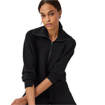 SPANX 02. WOMENS APPAREL - WOMENS HOODIES|SWEATERS - WOMENS PO Q ZIP Women's AirEssentials Half Zip VERY BLACK