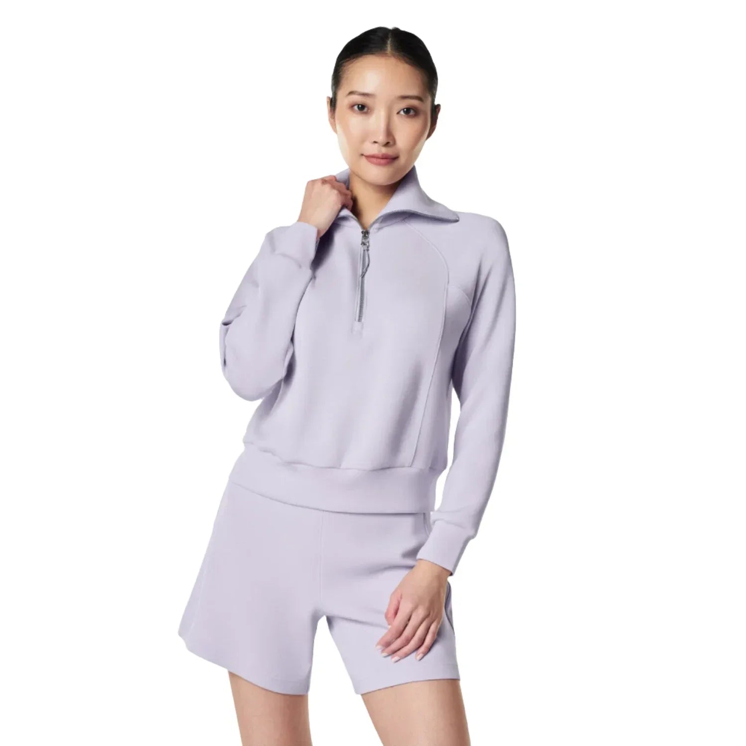 SPANX 02. WOMENS APPAREL - WOMENS HOODIES|SWEATERS - WOMENS PO Q ZIP Women's AirEssentials Half Zip VIOLET AIR