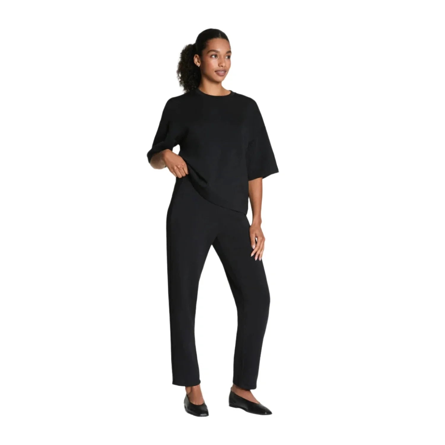 SPANX 02. WOMENS APPAREL - WOMENS PANTS - WOMENS PANTS LOUNGE Women's AirEssentials Slim Straight Pant VERY BLACK