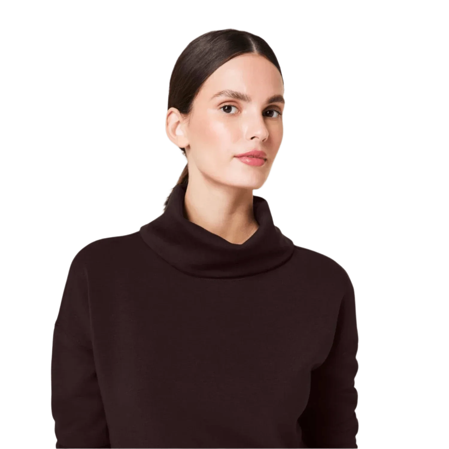 SPANX 02. WOMENS APPAREL - WOMENS HOODIES|SWEATERS - WOMENS PO SWEATERS Women's AirEssentials Turtleneck Tunic TRUFFLE BROWN