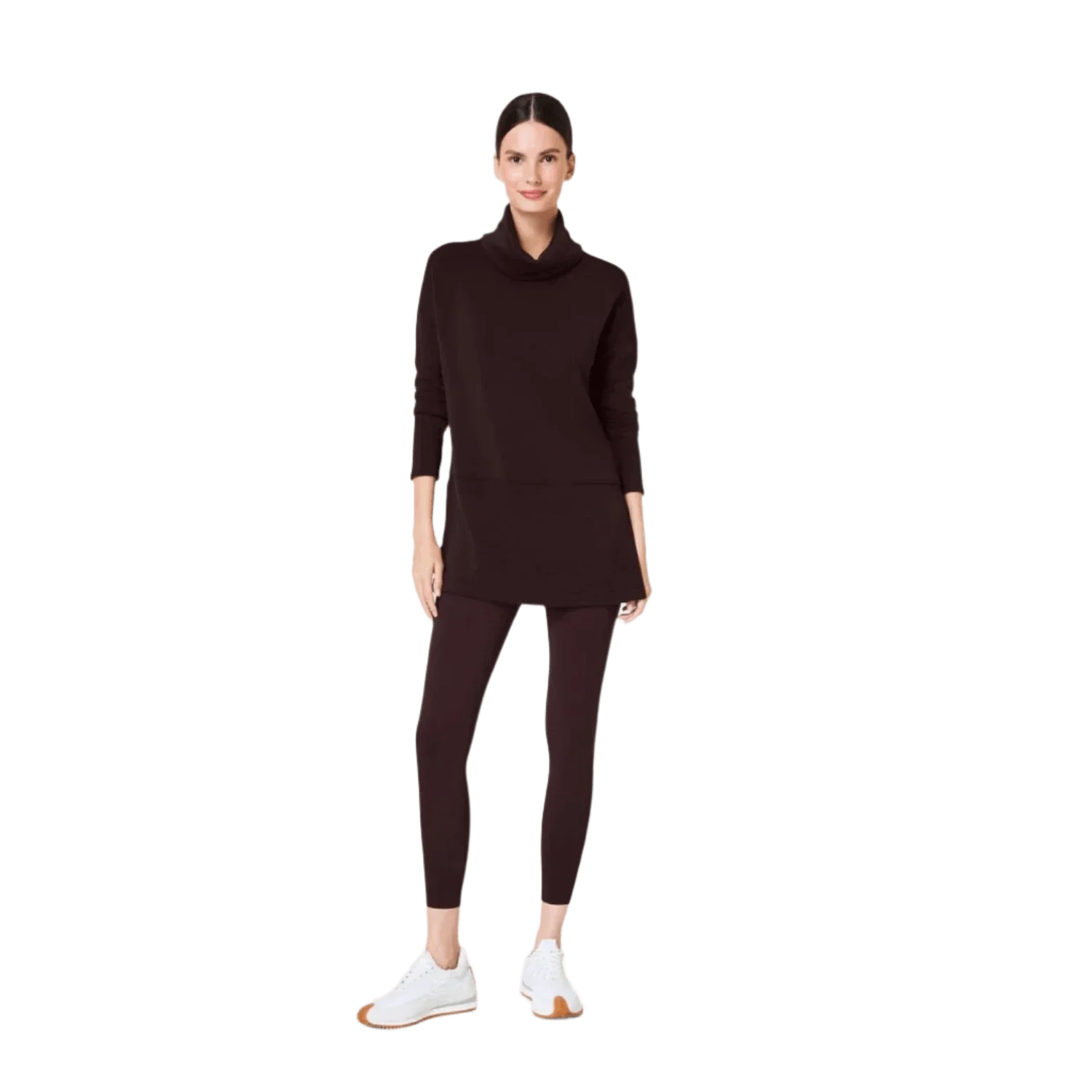 SPANX 02. WOMENS APPAREL - WOMENS HOODIES|SWEATERS - WOMENS PO SWEATERS Women's AirEssentials Turtleneck Tunic TRUFFLE BROWN