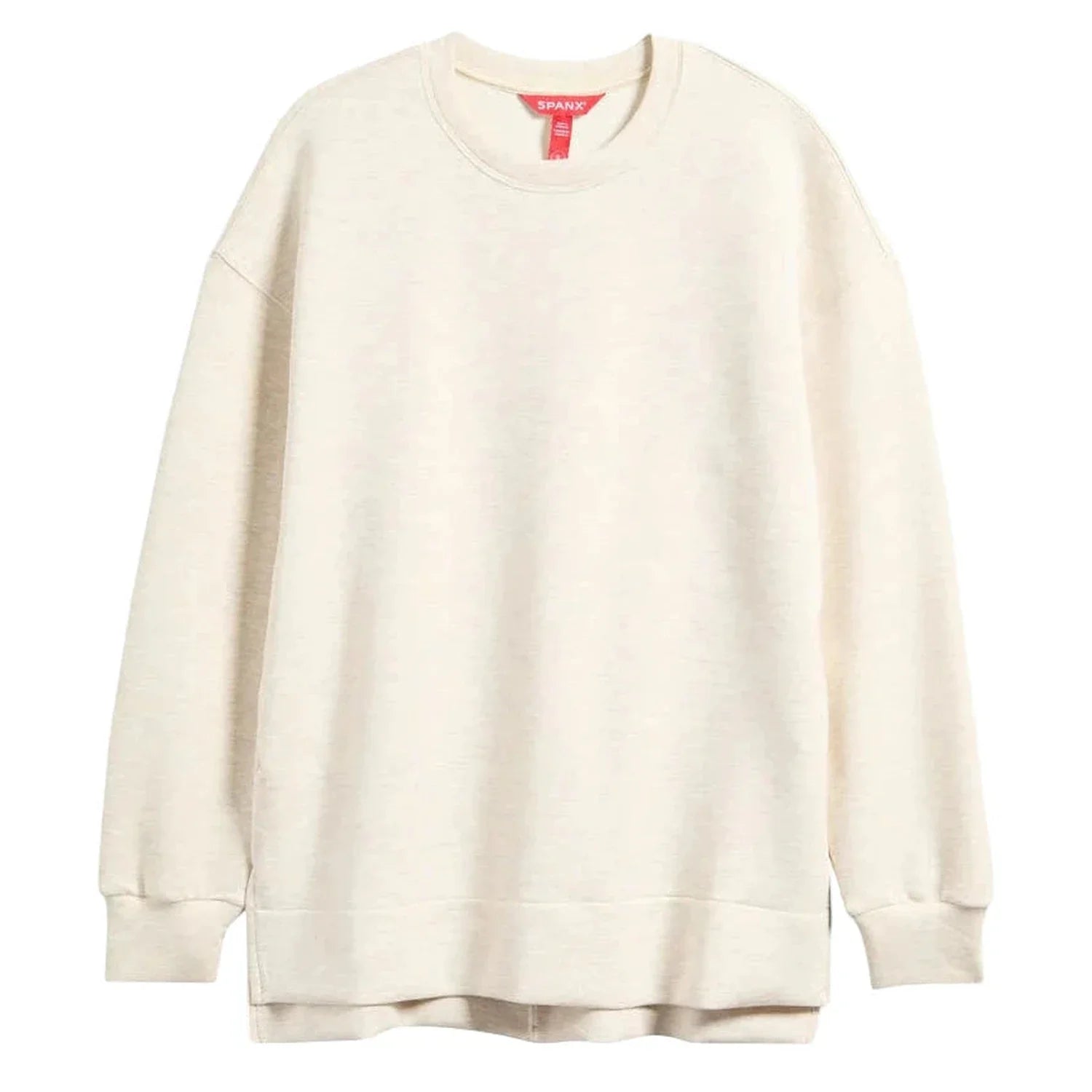 SPANX 02. WOMENS APPAREL - WOMENS HOODIES|SWEATERS - WOMENS PO SWEATERS Women's Brushed Airessentials Crewneck Top HEATHER CREAM