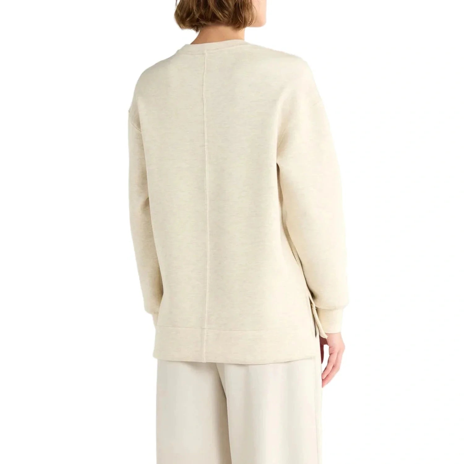 SPANX 02. WOMENS APPAREL - WOMENS HOODIES|SWEATERS - WOMENS PO SWEATERS Women's Brushed Airessentials Crewneck Top HEATHER CREAM
