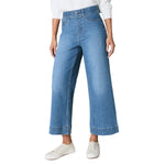SPANX 02. WOMENS APPAREL - WOMENS PANTS - WOMENS PANTS CASUAL Women's Pull-On Cropped Wide Leg Jeans STONEWASHED BLUE