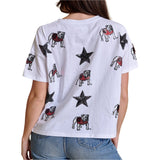 Stewart Simmons 02. WOMENS APPAREL - WOMENS SS SHIRTS - WOMENS SS CASUAL Women's The All Over Sequin Boxy Tee WHITE