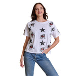 Stewart Simmons 02. WOMENS APPAREL - WOMENS SS SHIRTS - WOMENS SS CASUAL Women's The All Over Sequin Boxy Tee WHITE