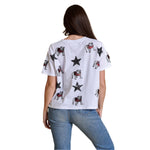 Stewart Simmons 02. WOMENS APPAREL - WOMENS SS SHIRTS - WOMENS SS CASUAL Women's The All Over Sequin Boxy Tee WHITE