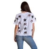 Stewart Simmons 02. WOMENS APPAREL - WOMENS SS SHIRTS - WOMENS SS CASUAL Women's The All Over Sequin Boxy Tee WHITE