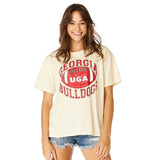 Stewart Simmons 02. WOMENS APPAREL - WOMENS SS SHIRTS - WOMENS SS CASUAL Women's The UGA Distressed Boyfriend Tee WHITE