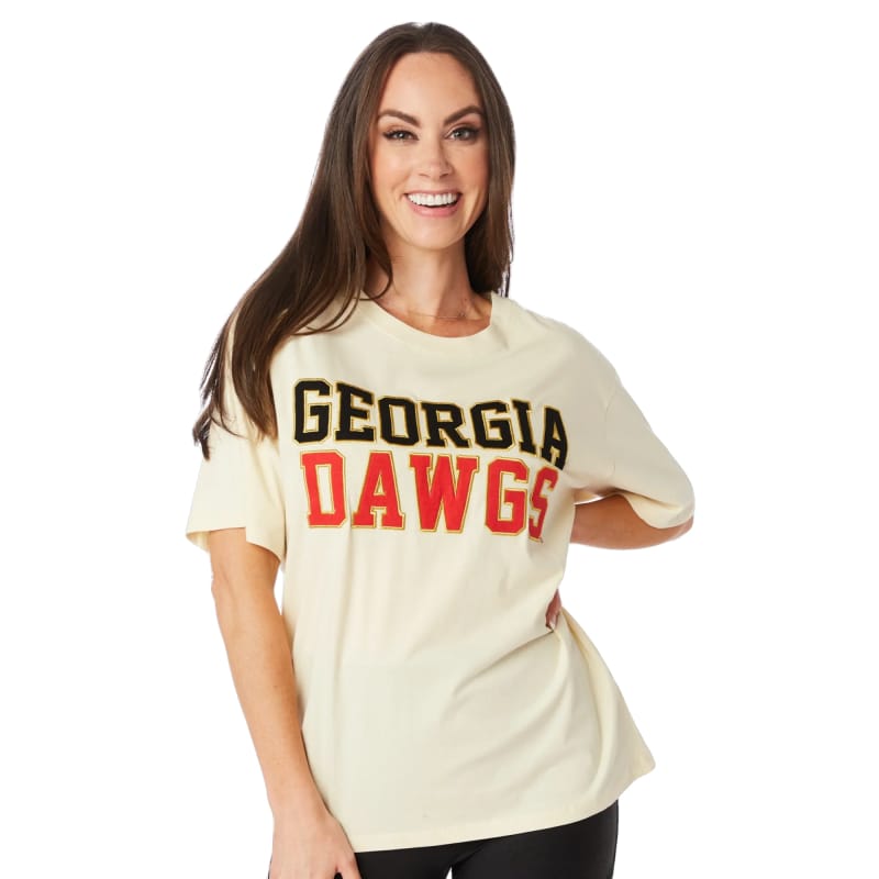 Stewart Simmons 02. WOMENS APPAREL - WOMENS SS SHIRTS - WOMENS SS CASUAL Women's UGA The Varsity Boyfriend Tee WHITE