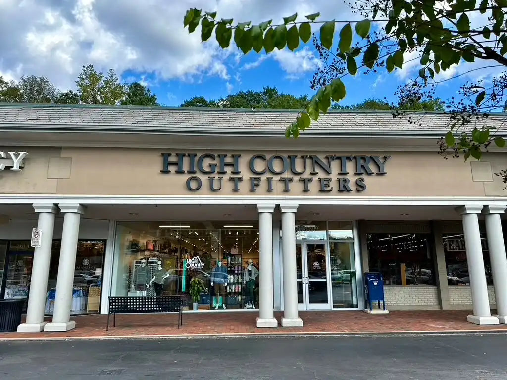 A storefront for an outdoor clothing and gear retailer.