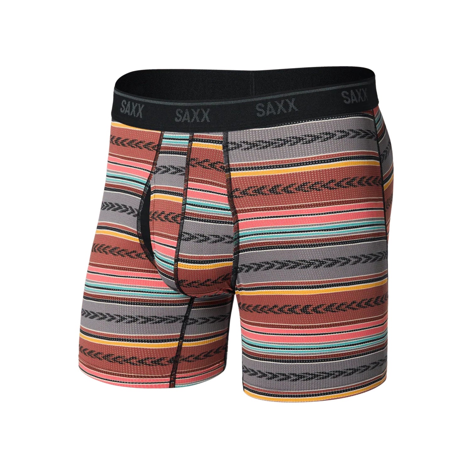 Saxx 01. MENS APPAREL - MENS UNDERWEAR - MENS UNDERWEAR Men's Quest Quick-Dry Mesh Performance Boxer Brief 6" GLOBETREKKER STRIPE-MULTI