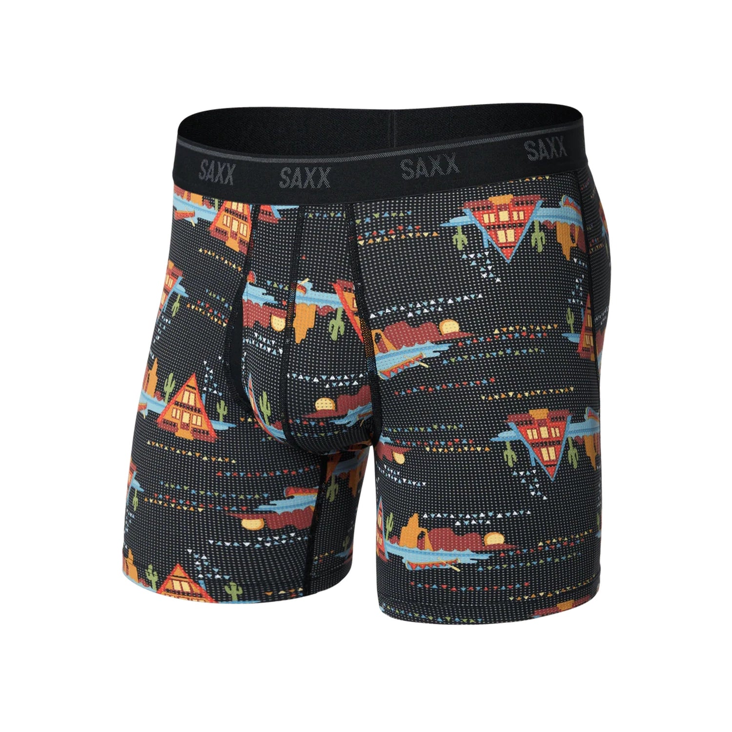 Saxx 01. MENS APPAREL - MENS UNDERWEAR - MENS UNDERWEAR Men's Quest Quick-Dry Mesh Performance Boxer Brief 6" LAKESIDE-BLACK