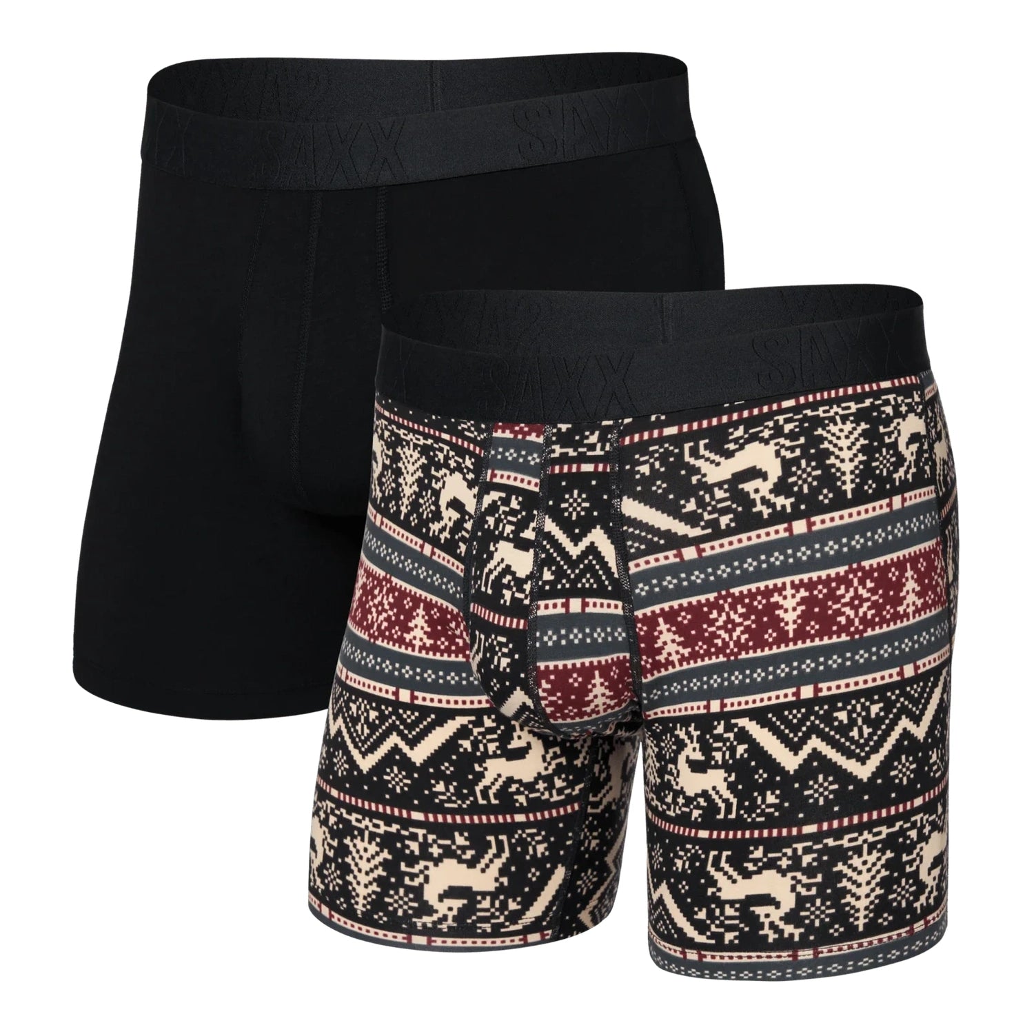 Saxx 01. MENS APPAREL - MENS UNDERWEAR - MENS UNDERWEAR Men's DropTemp® Cooling Cotton Boxer Brief Fly (2 Pack) CIB CARIBOU BLACK