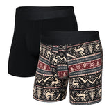 Saxx 01. MENS APPAREL - MENS UNDERWEAR - MENS UNDERWEAR Men's DropTemp® Cooling Cotton Boxer Brief Fly (2 Pack) CIB CARIBOU BLACK