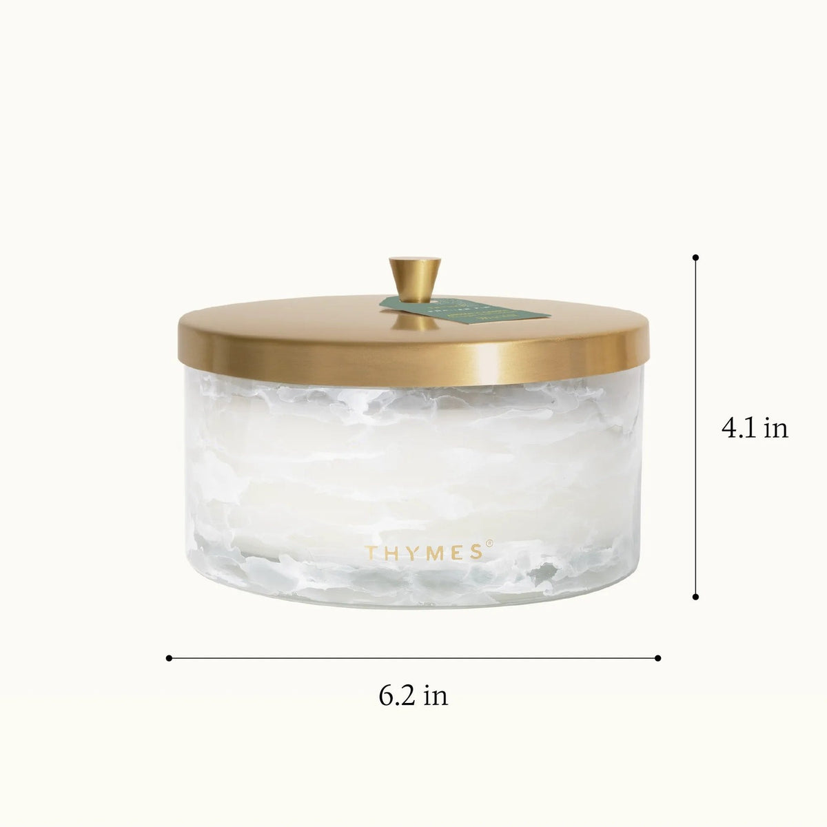 Thymes Frasier Fir Tidings 21 oz 4-Wick Candle, dimensions