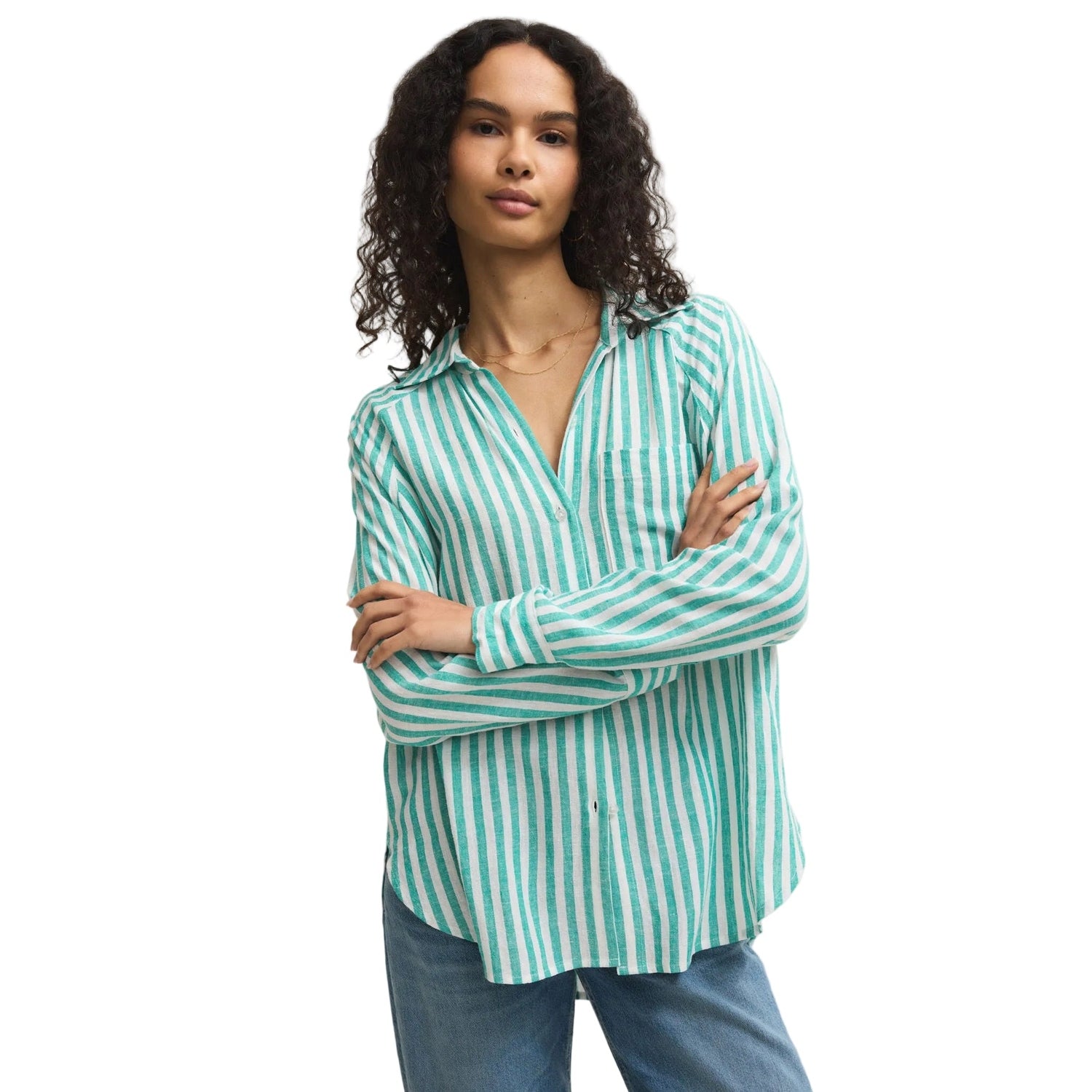 Z Supply 02. WOMENS APPAREL - WOMENS LS SHIRTS - WOMENS LS CASUAL Women's The Perfect Linen Top LPA LA PALMA