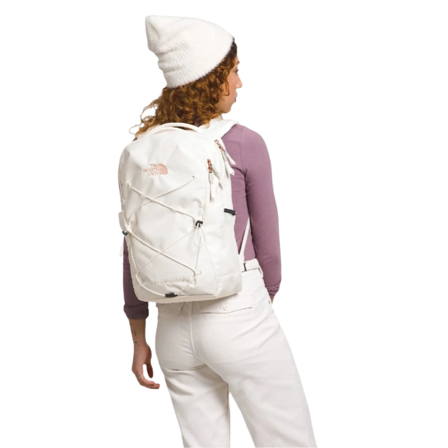 The North Face Women s Jester Luxe Backpack Gardenia White Burnt Coral Metallic