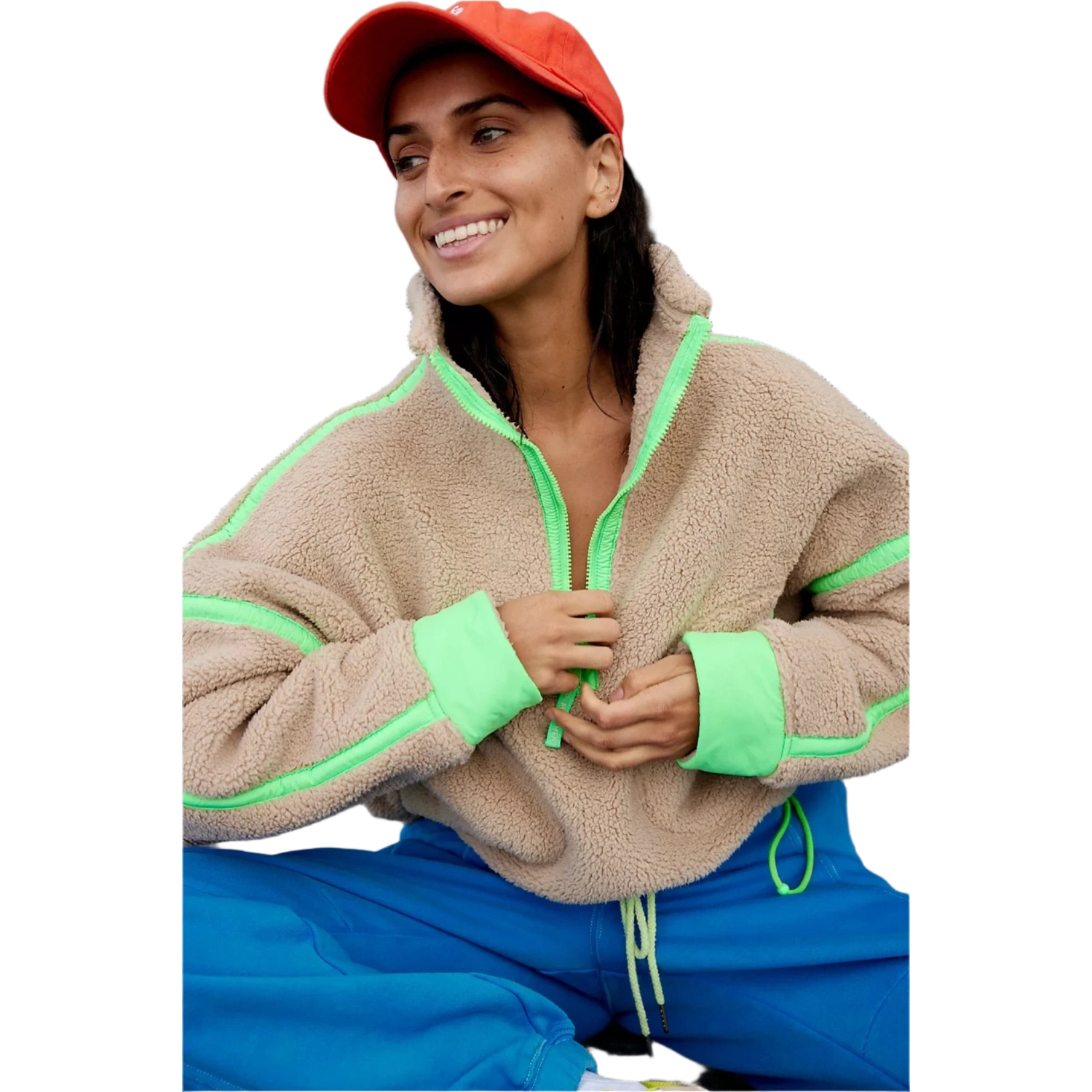 FP Movement 02. WOMENS APPAREL - WOMENS HOODIES|SWEATERS - WOMENS PO HOODY Women's Mountain High 1/2 Zip Fleece 0100 CLAY COMBO