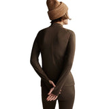 Varley 02. WOMENS APPAREL - WOMENS SKI - WOMENS THERMAL TOPS Women's Always Warm Half Zip Baselayer DEEP CHOCOLATE MARL