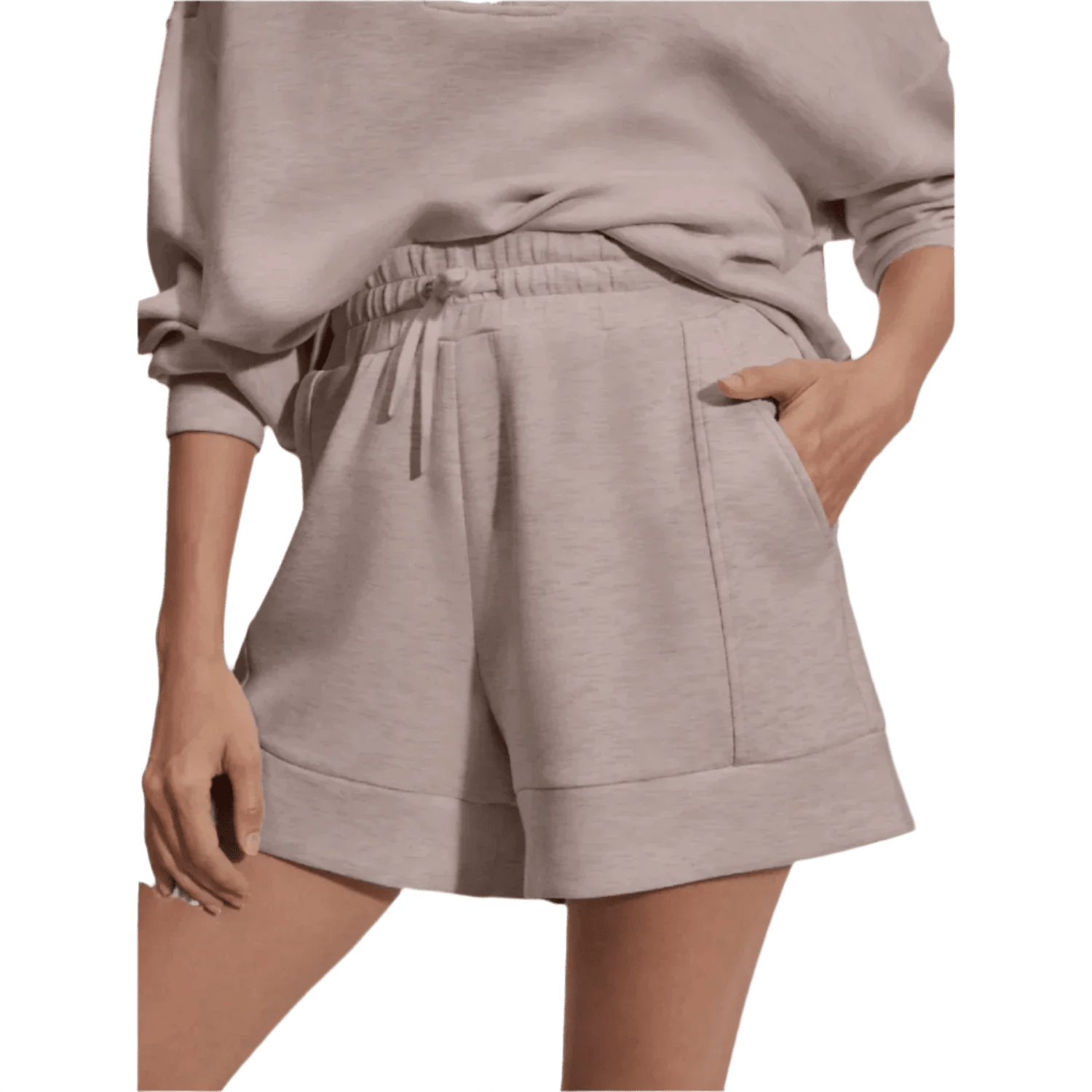 Varley 02. WOMENS APPAREL - WOMENS SHORTS - WOMENS SHORTS LOUNGE Women's Atrium High Rise Short 4.5 TAUPE MARL