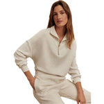 VARLEY 02. WOMENS APPAREL - WOMENS HOODIES|SWEATERS - WOMENS PO Q ZIP Women's Betsy Half Zip Sweat IVORY MARL