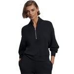 VARLEY 02. WOMENS APPAREL - WOMENS HOODIES|SWEATERS - WOMENS PO Q ZIP Women's Davidson Sweat Half Zip BLACK