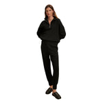 Varley 02. WOMENS APPAREL - WOMENS HOODIES|SWEATERS - WOMENS PO Q ZIP Women's Hawley Half Zip Sweat BLCK BLACK