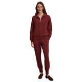 Varley 02. WOMENS APPAREL - WOMENS HOODIES|SWEATERS - WOMENS PO Q ZIP Women's Hawley Half Zip Sweat NEMA NEW MAROON
