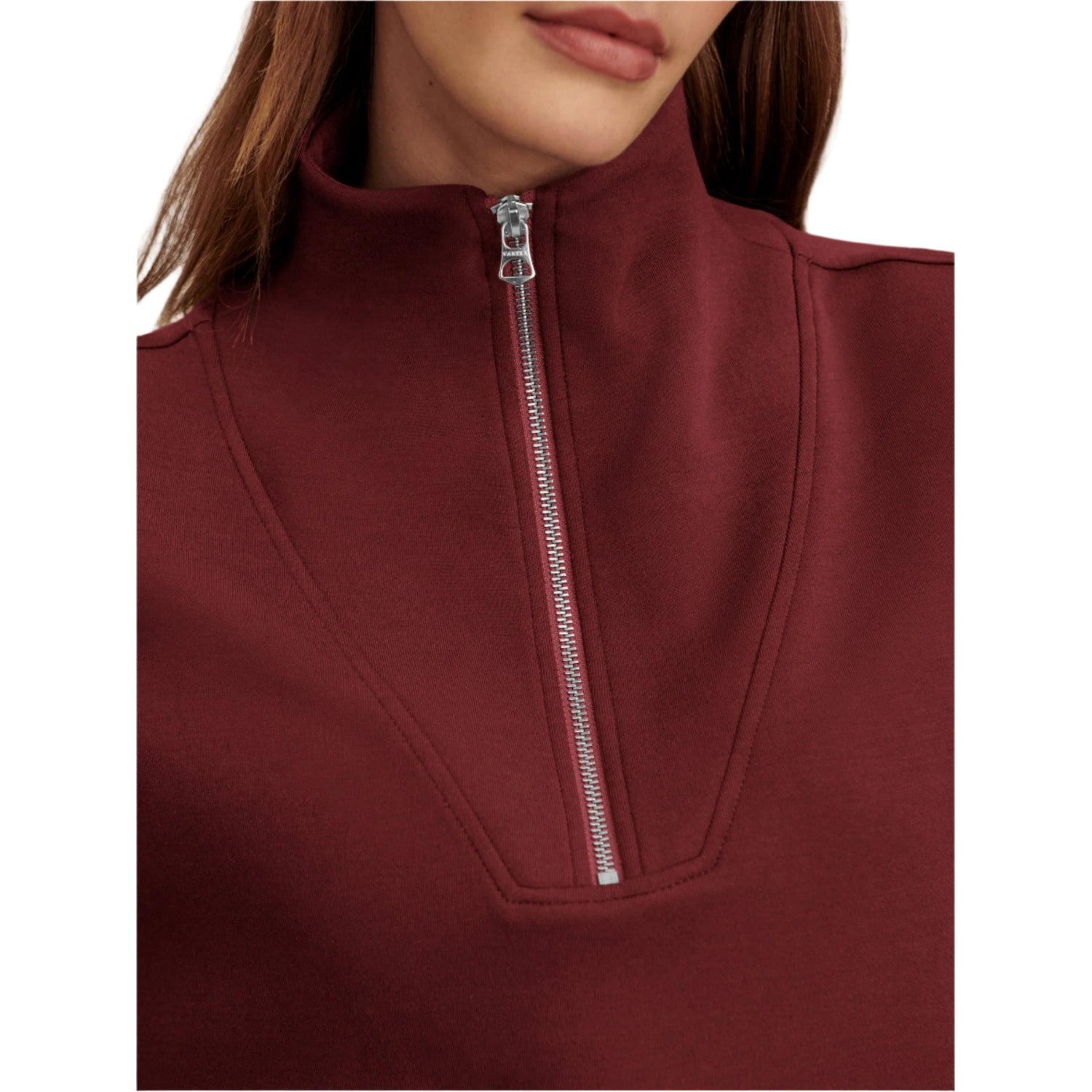 Varley 02. WOMENS APPAREL - WOMENS HOODIES|SWEATERS - WOMENS PO Q ZIP Women's Hawley Half Zip Sweat NEMA NEW MAROON