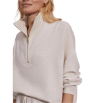 VARLEY 02. WOMENS APPAREL - WOMENS HOODIES|SWEATERS - WOMENS PO Q ZIP Women's Hawley Half Zip Sweat IVORY MARL