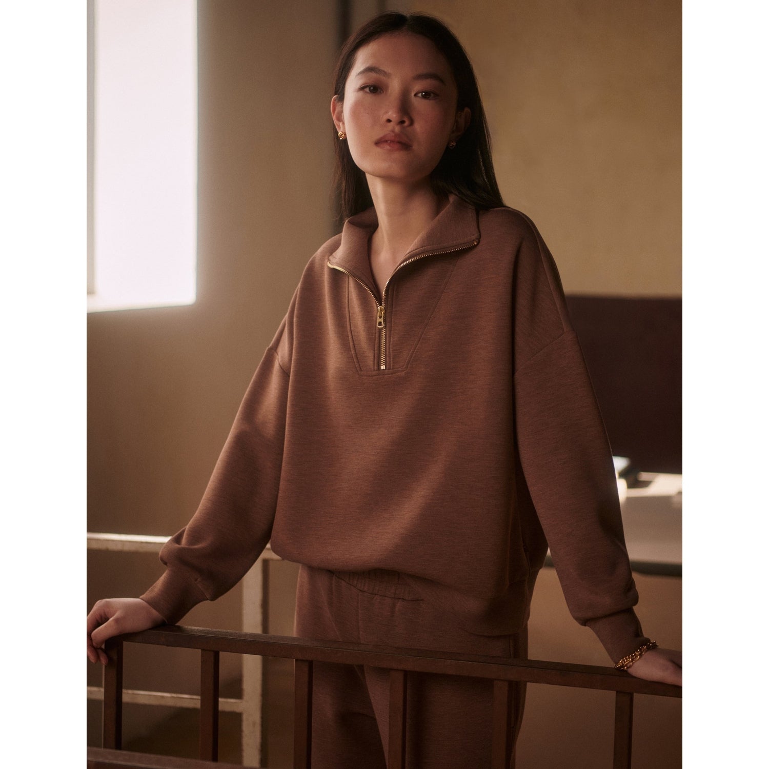 Varley 02. WOMENS APPAREL - WOMENS HOODIES|SWEATERS - WOMENS PO Q ZIP Women's Hawley Half Zip Sweat BLCK BLACK